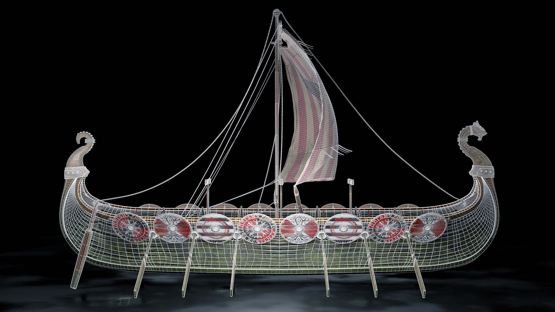 Viking boat - viking ship- longship 3D model_15
