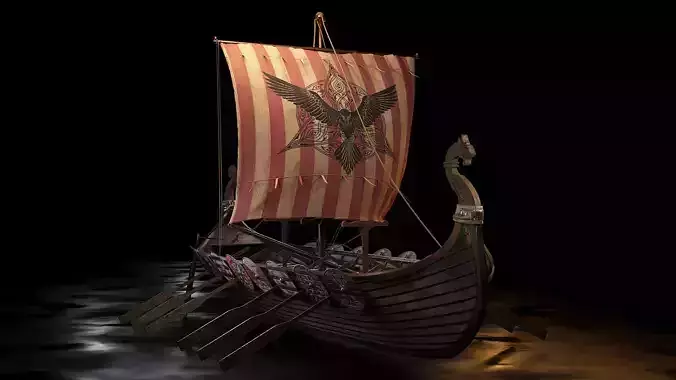 Viking boat - viking ship- longship 3D model