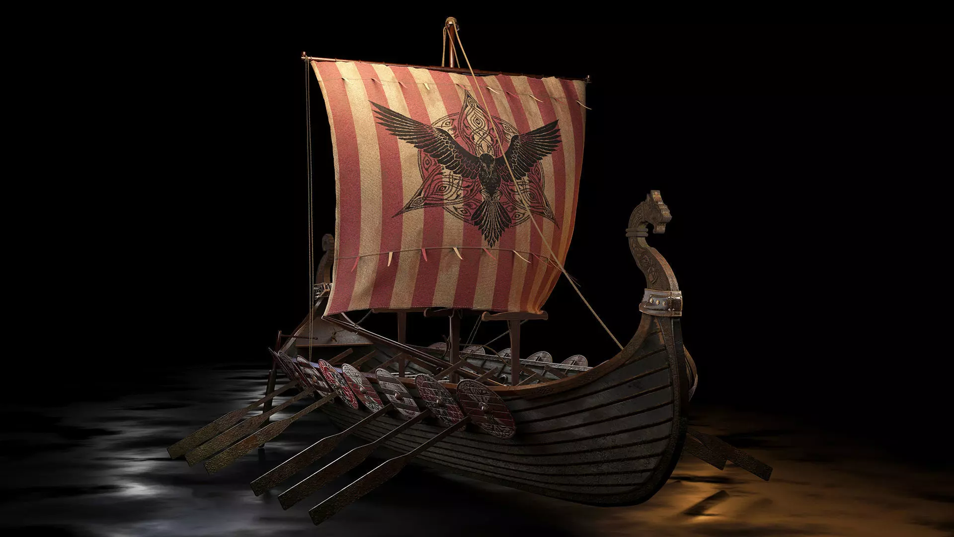 Viking boat - viking ship- longship 3D model_0