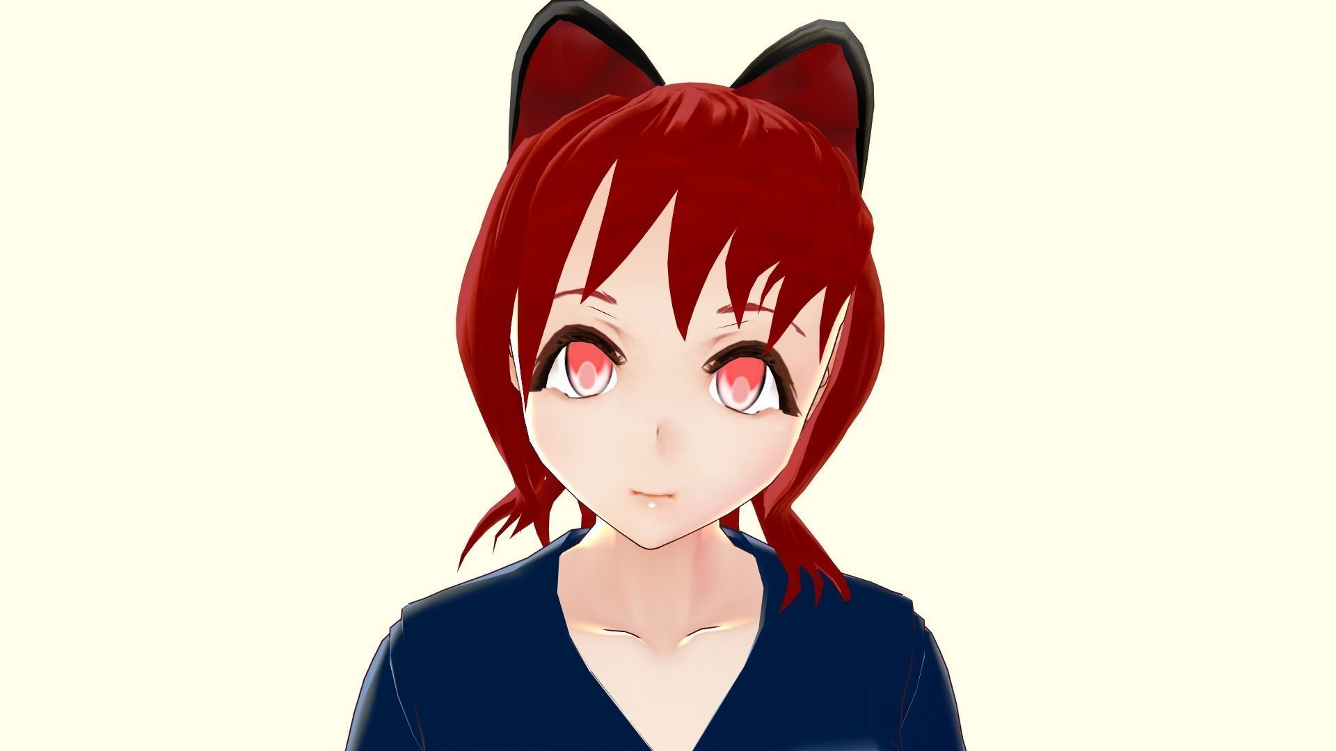 ASIAN GIRL RED CAT 3D MODEL RIGGED T POSE SHAPE KEYS 3D model_12