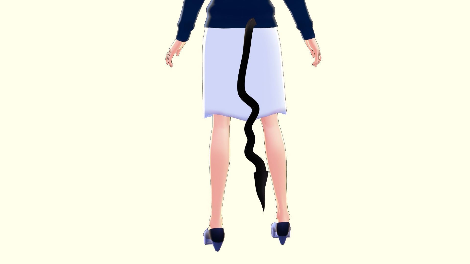 ASIAN GIRL RED CAT 3D MODEL RIGGED T POSE SHAPE KEYS 3D model_3