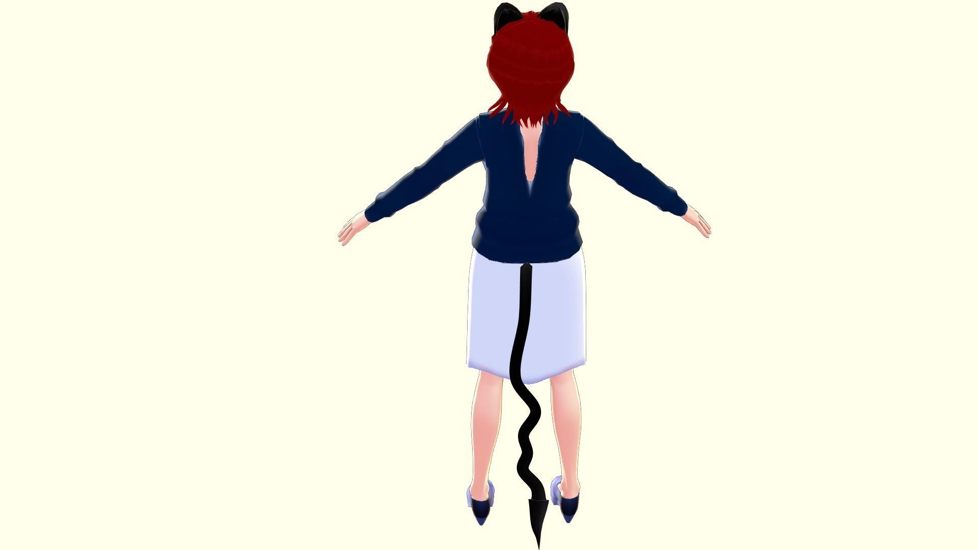 ASIAN GIRL RED CAT 3D MODEL RIGGED T POSE SHAPE KEYS 3D model_9