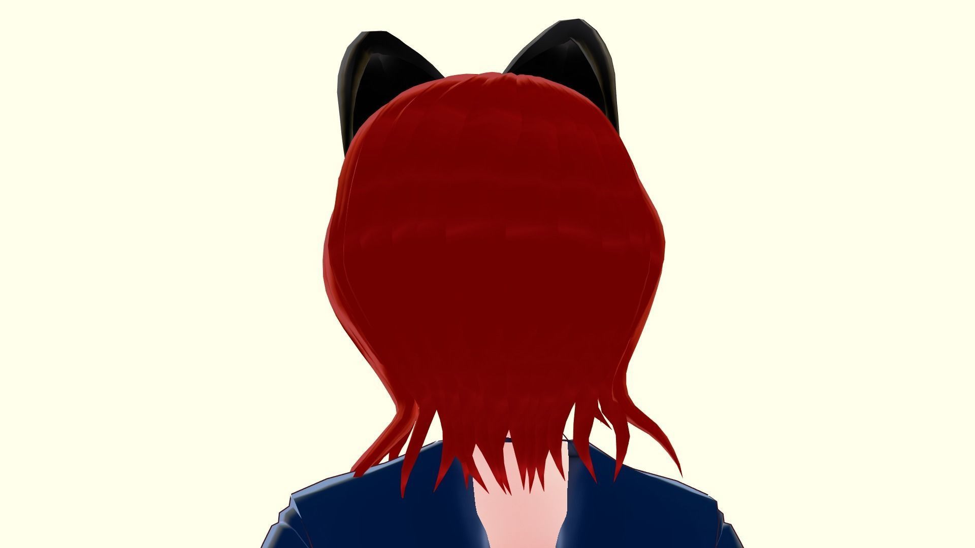 ASIAN GIRL RED CAT 3D MODEL RIGGED T POSE SHAPE KEYS 3D model_5