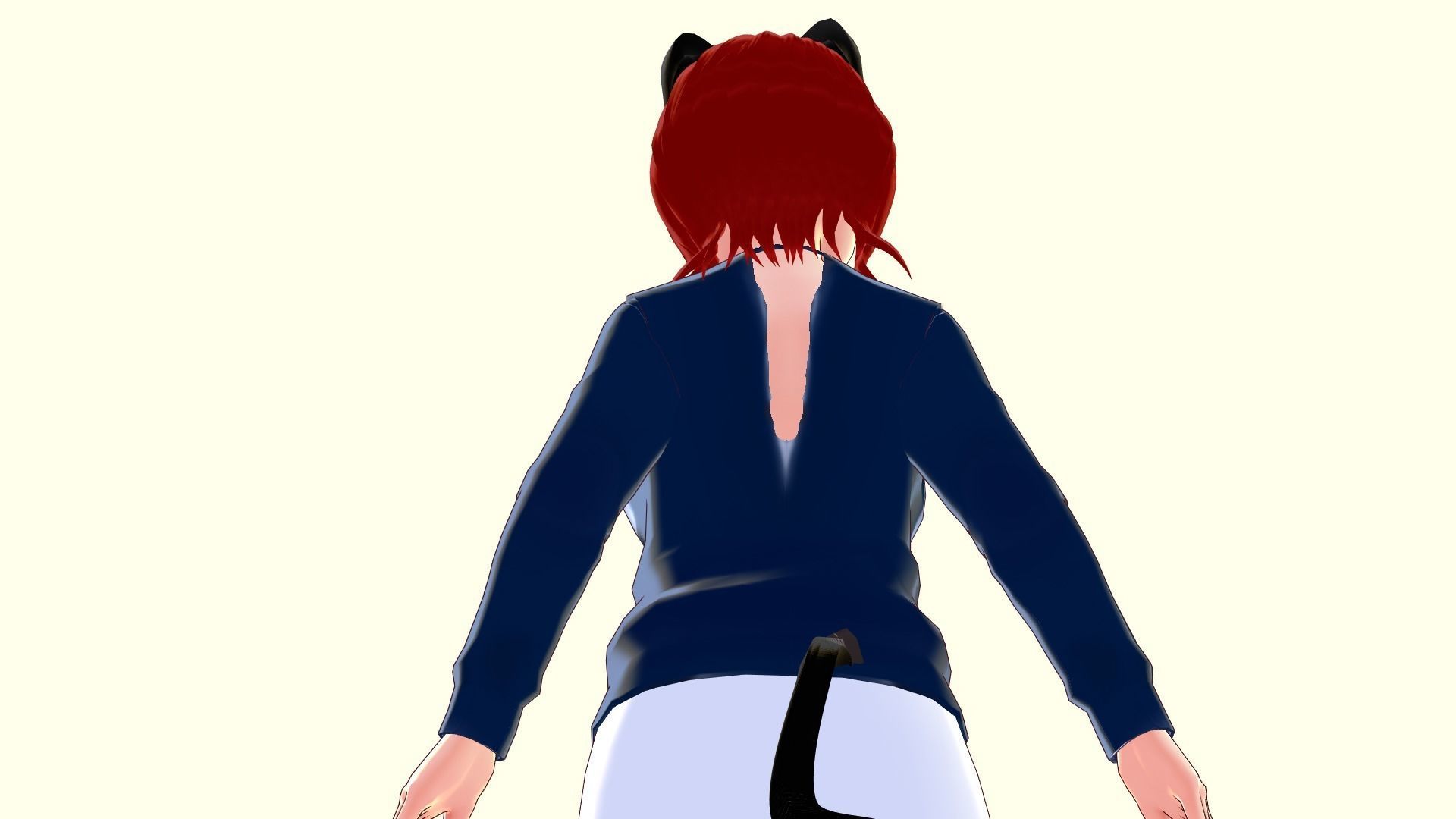 ASIAN GIRL RED CAT 3D MODEL RIGGED T POSE SHAPE KEYS 3D model_4