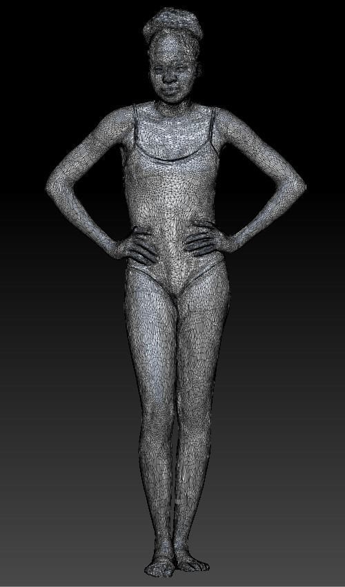 FREE DOWNLOAD Sexy young woman in beige bodysuit posing 233 Free low-poly 3D model_7