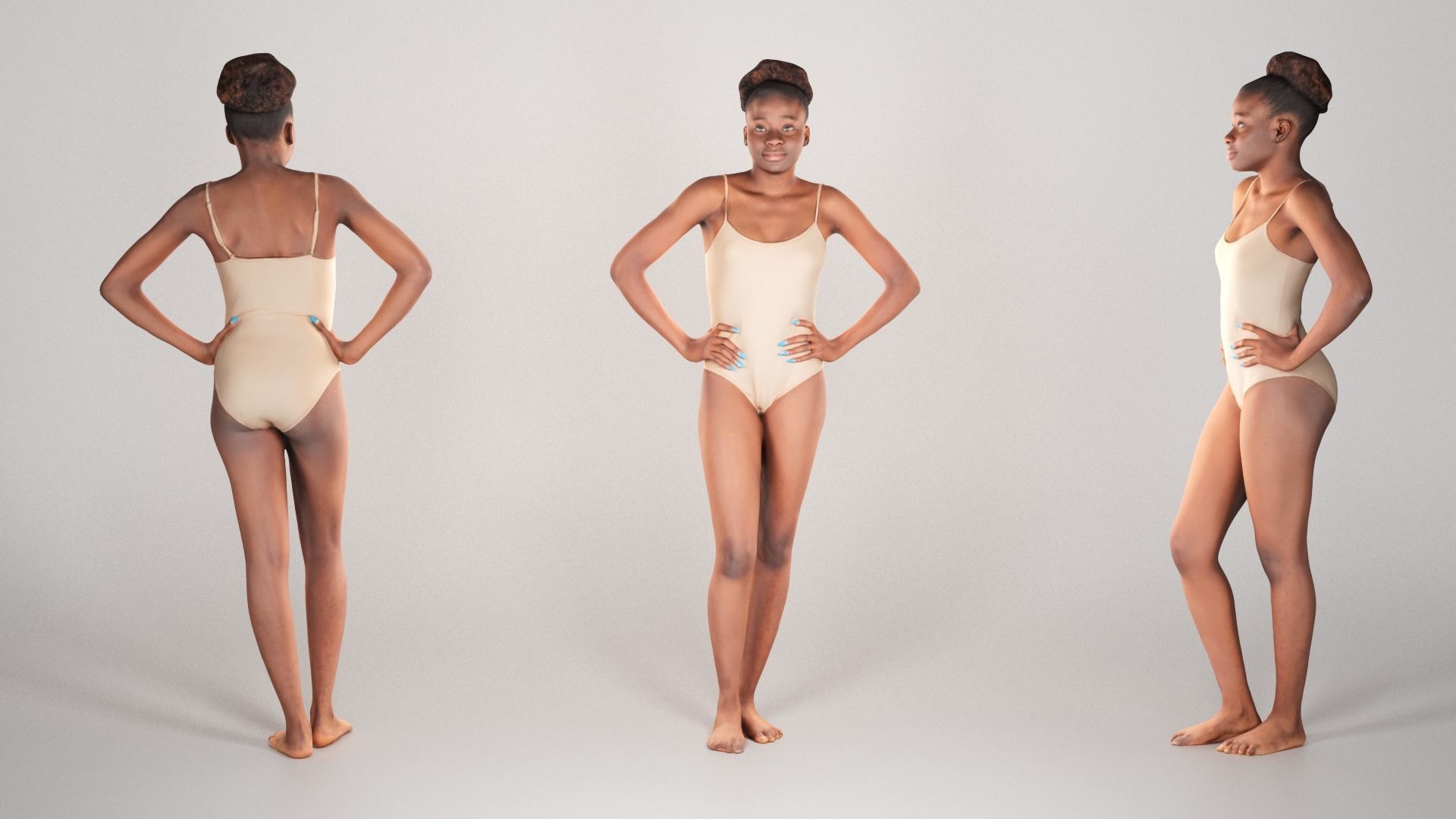 FREE DOWNLOAD Sexy young woman in beige bodysuit posing 233 Free low-poly 3D model_1
