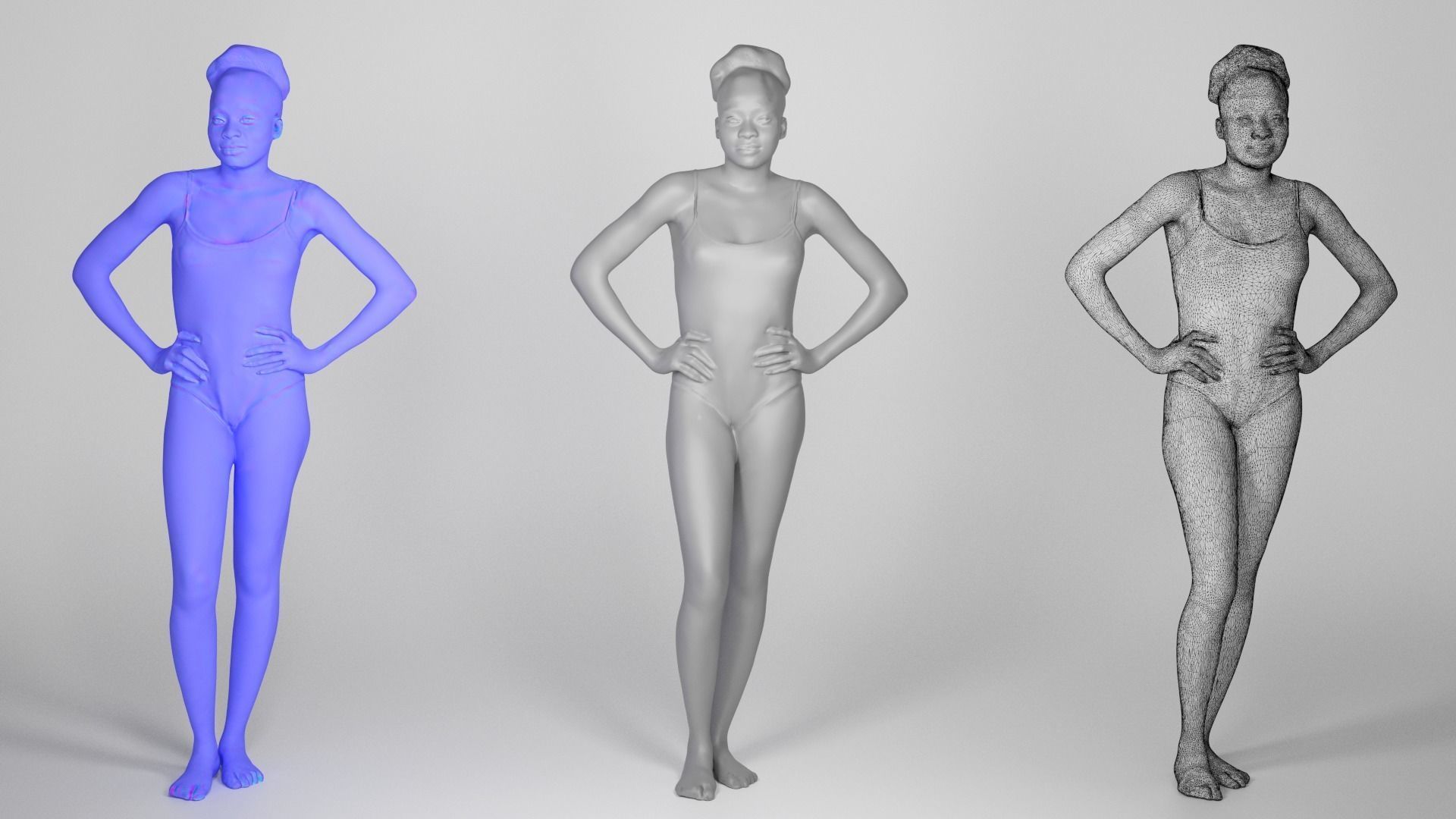 FREE DOWNLOAD Sexy young woman in beige bodysuit posing 233 Free low-poly 3D model_3