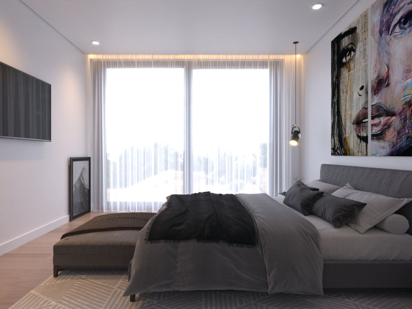 Modern Big House 3D model_16