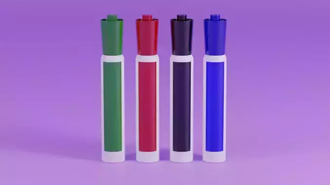 Generic Whiteboard Markers Low-poly 3D model