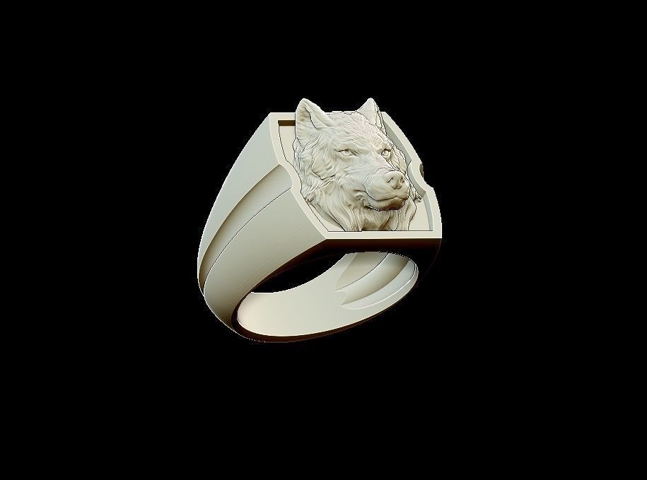 Wolf ring 3D print model_2