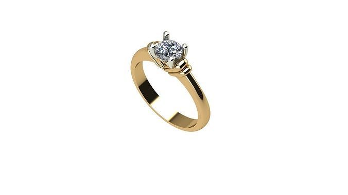 solitaire r 2 diamond engagement ring gold 3D print model