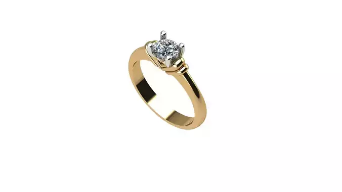 solitaire r 2 diamond engagement ring gold 3D print model