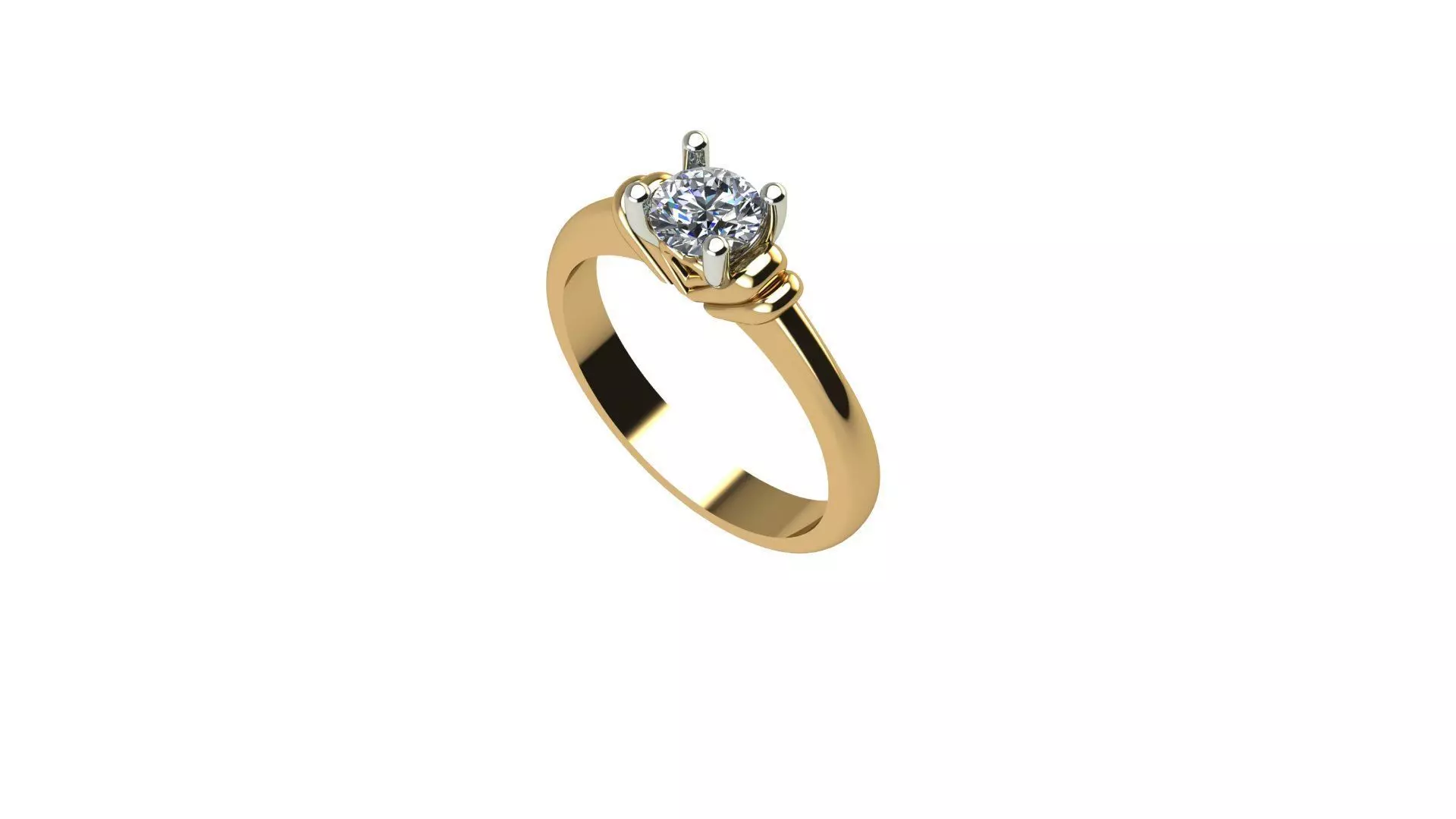 solitaire r 2 diamond engagement ring gold 3D print model