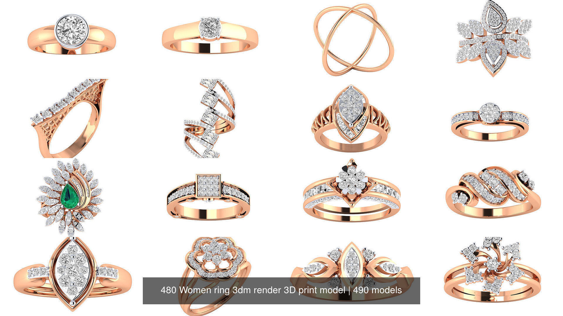 480 Women ring 3dm render 3D print model 3D Model Collection_1