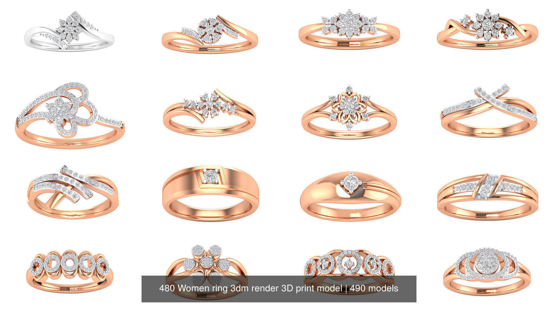 480 Women ring 3dm render 3D print model 3D Model Collection_58