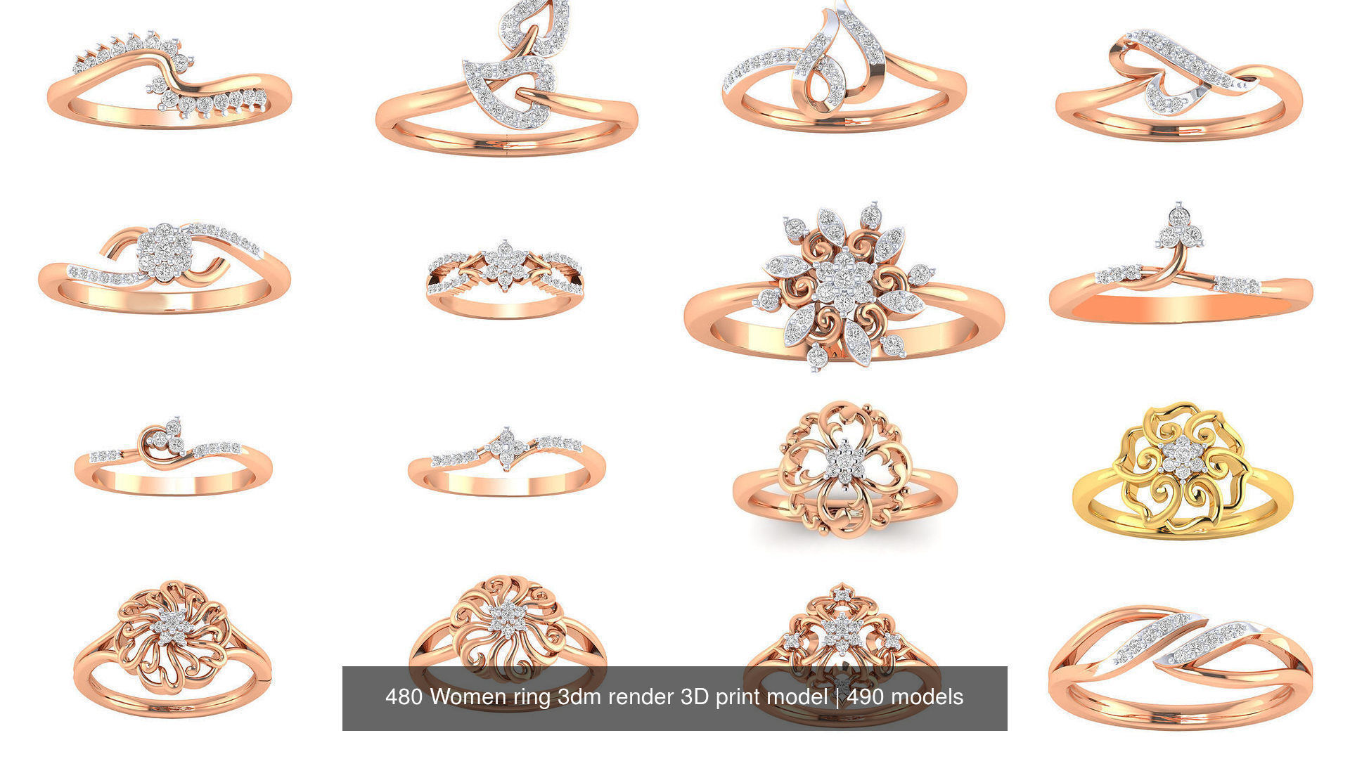 480 Women ring 3dm render 3D print model 3D Model Collection_28
