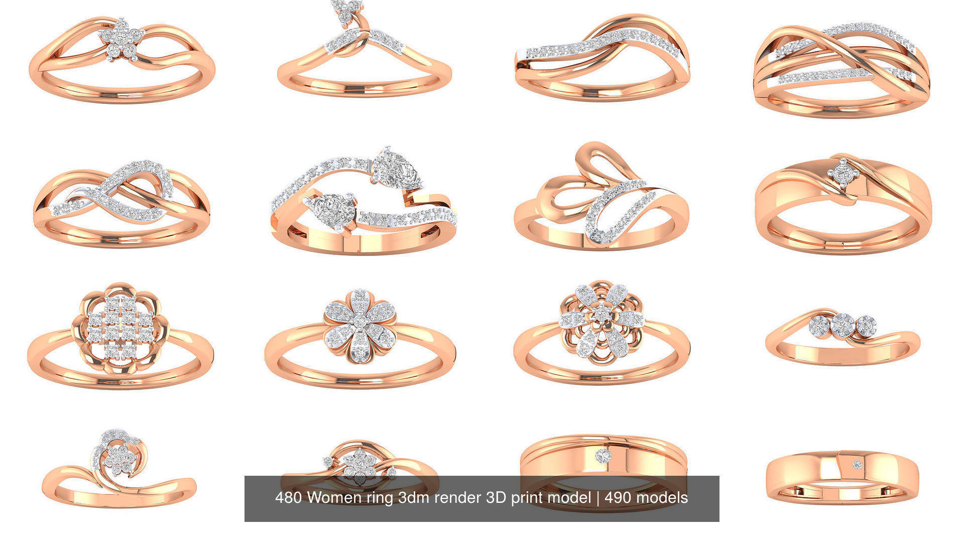 480 Women ring 3dm render 3D print model 3D Model Collection_37