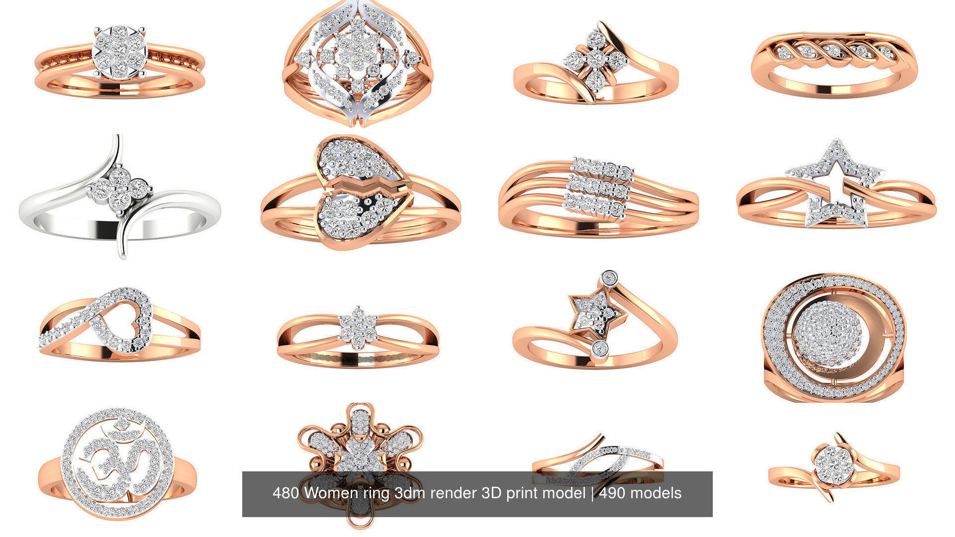 480 Women ring 3dm render 3D print model 3D Model Collection_7