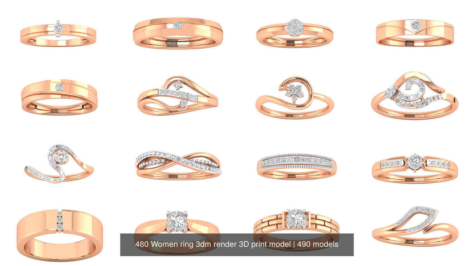480 Women ring 3dm render 3D print model 3D Model Collection_40