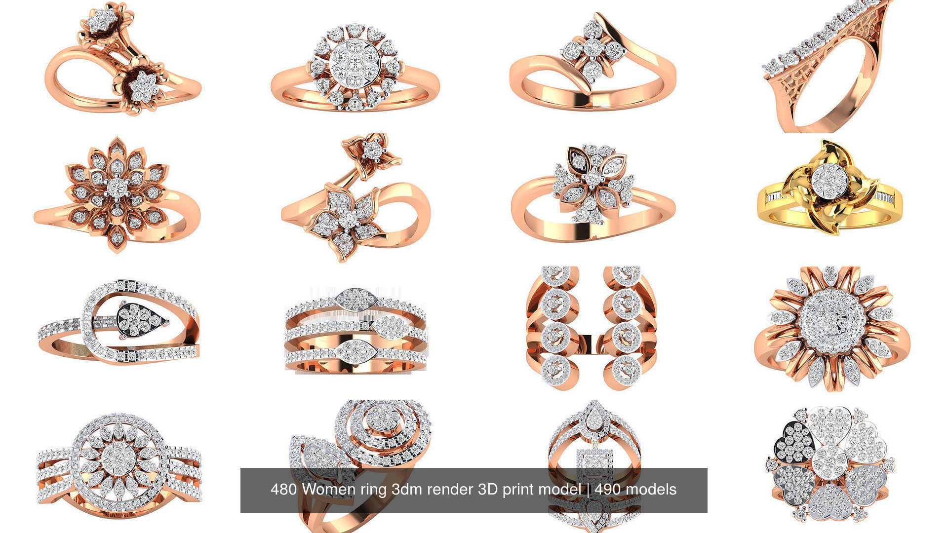 480 Women ring 3dm render 3D print model 3D Model Collection_3