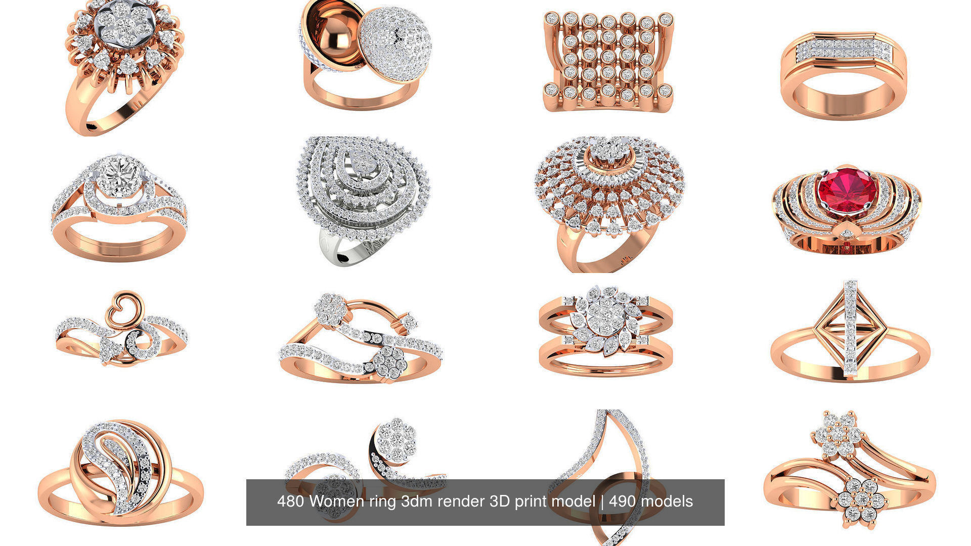 480 Women ring 3dm render 3D print model 3D Model Collection_5
