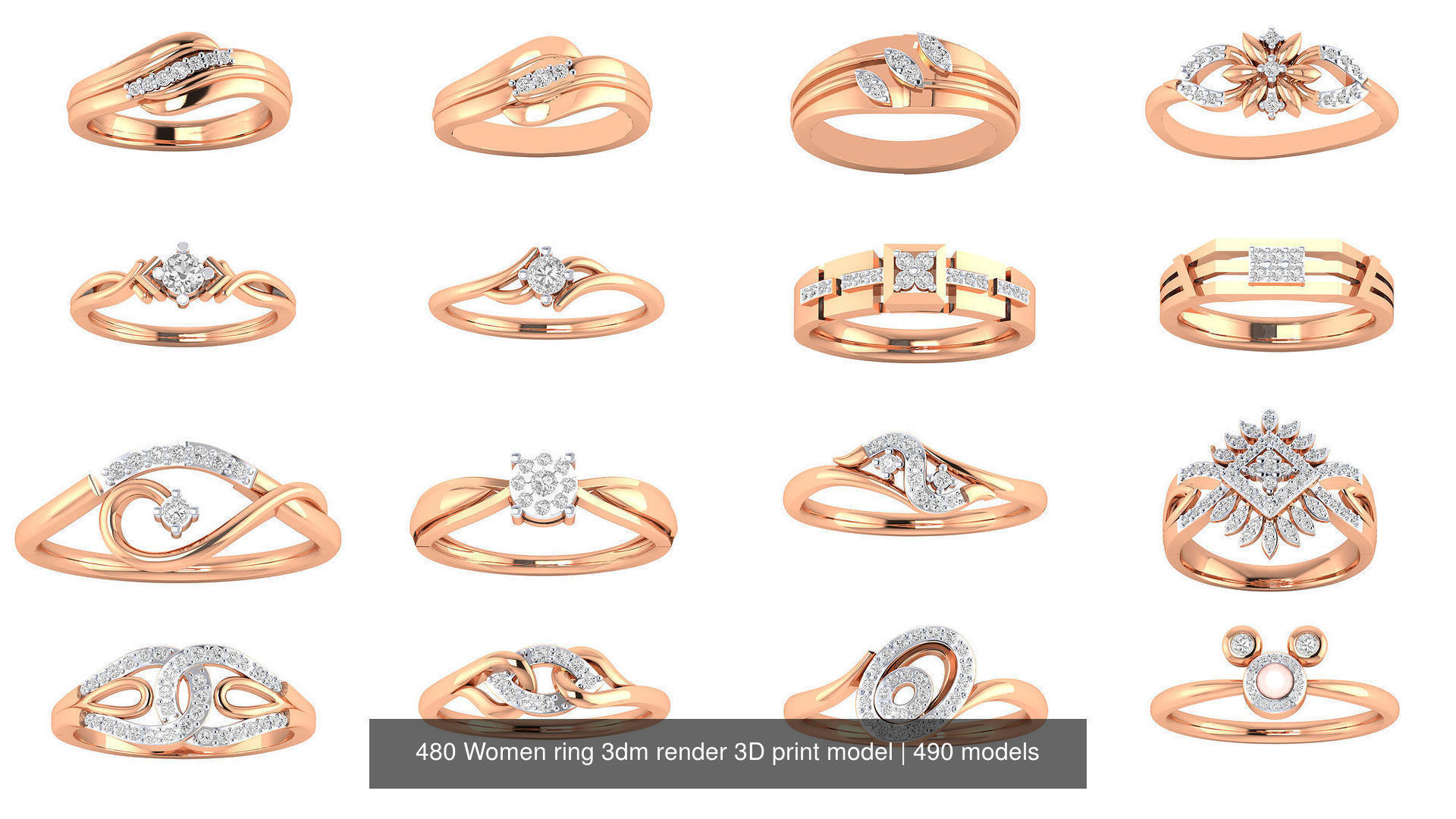 480 Women ring 3dm render 3D print model 3D Model Collection_61