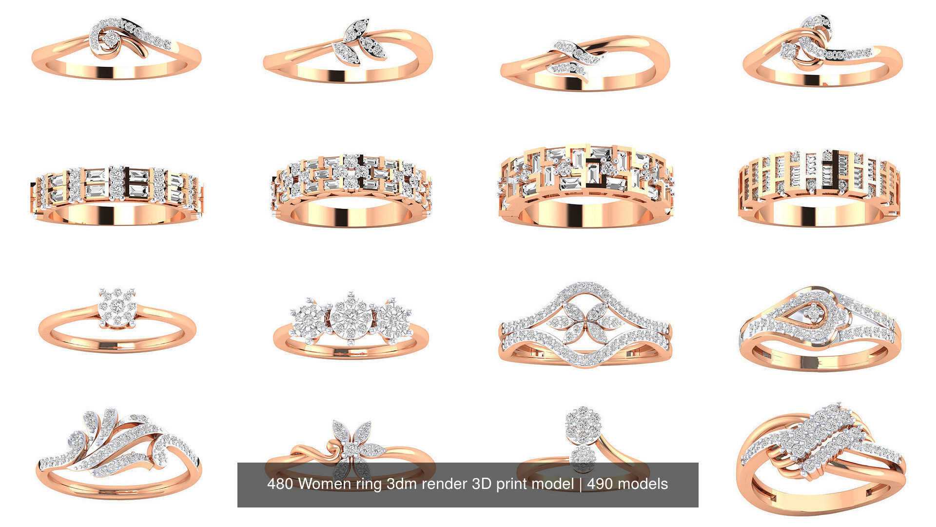 480 Women ring 3dm render 3D print model 3D Model Collection_14