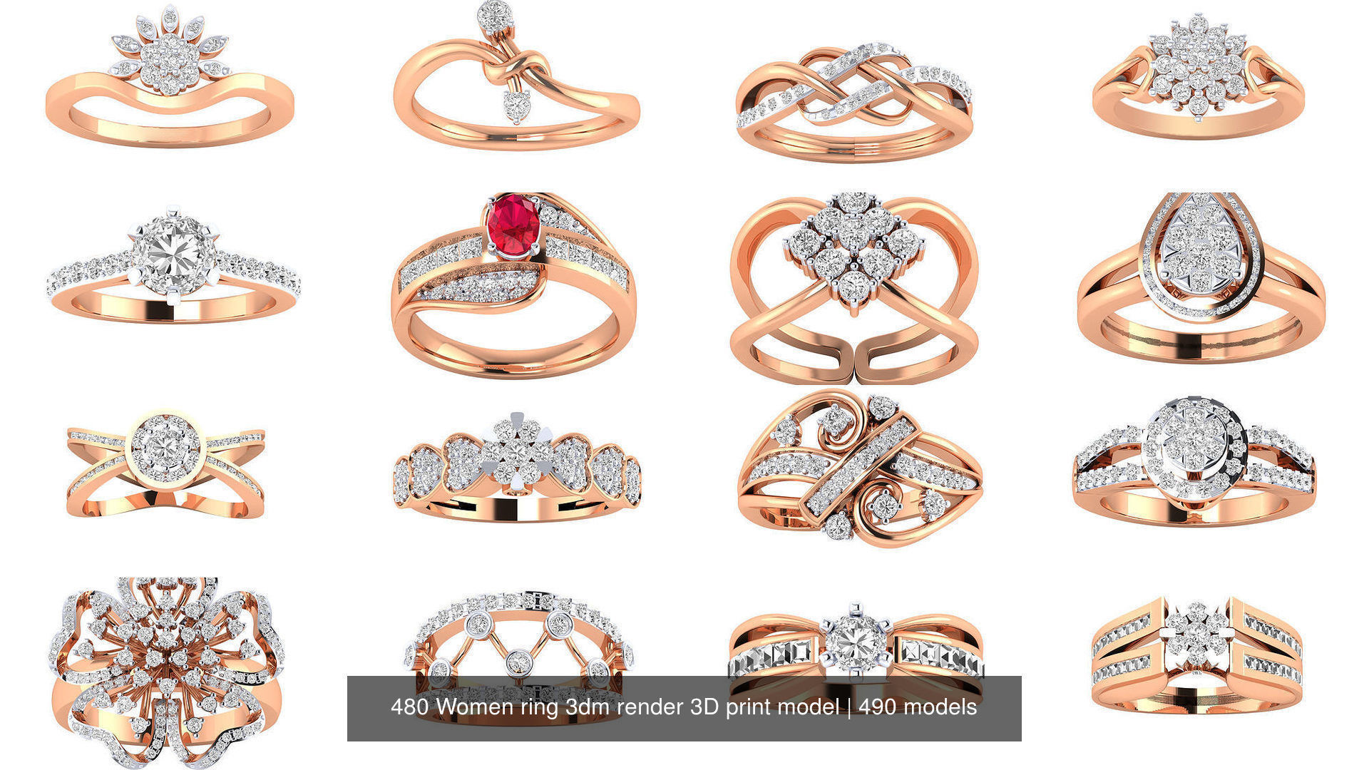 480 Women ring 3dm render 3D print model 3D Model Collection_19