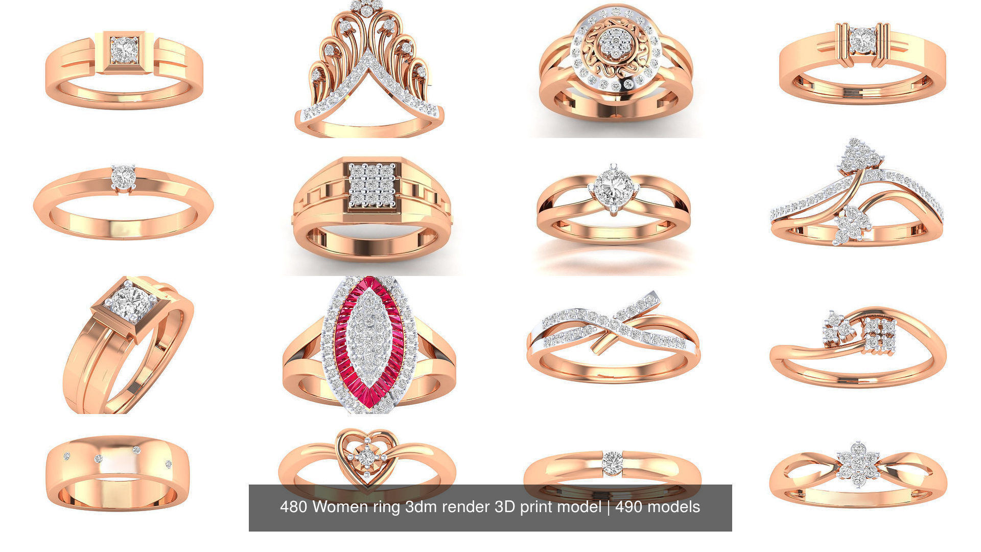 480 Women ring 3dm render 3D print model 3D Model Collection_16