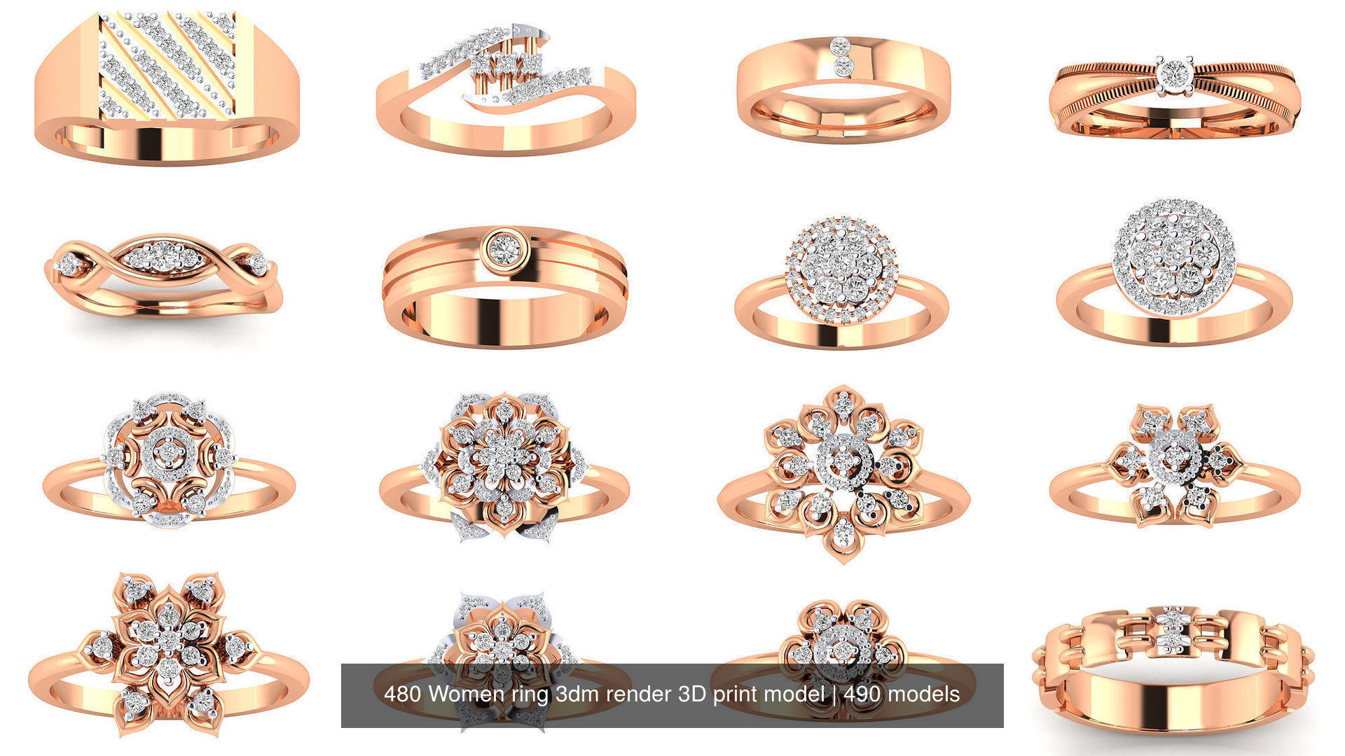 480 Women ring 3dm render 3D print model 3D Model Collection_15