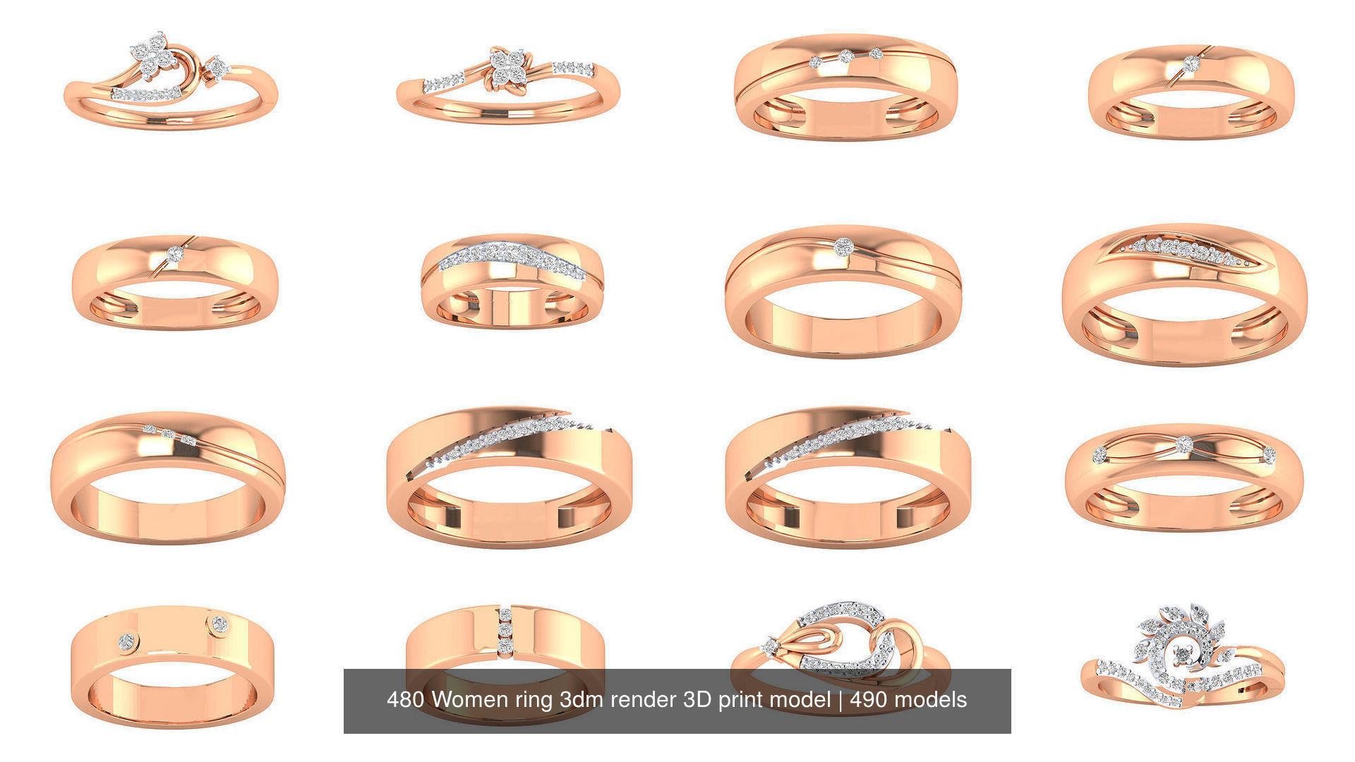 480 Women ring 3dm render 3D print model 3D Model Collection_49