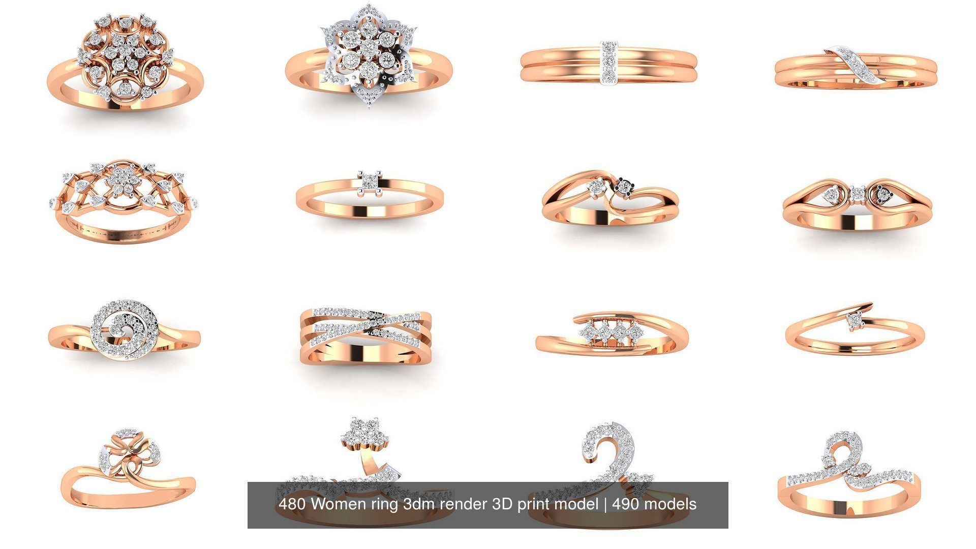 480 Women ring 3dm render 3D print model 3D Model Collection_11