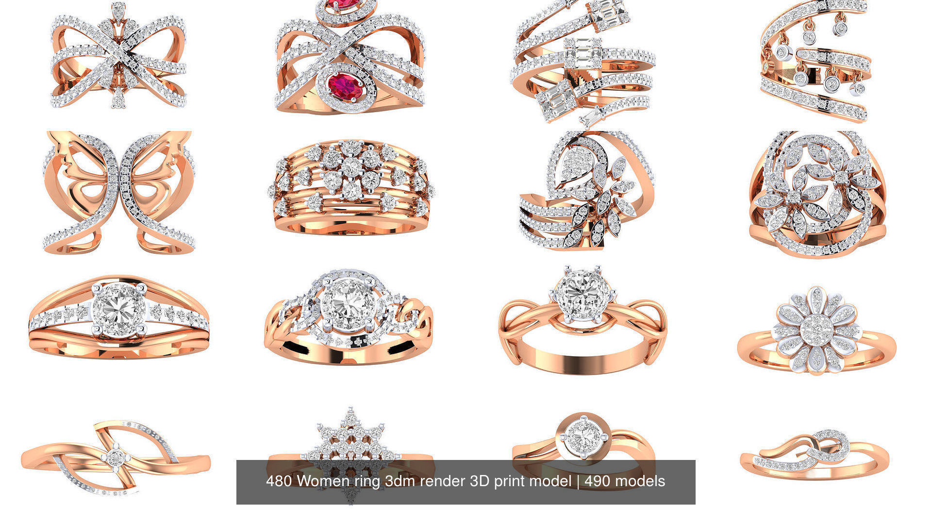 480 Women ring 3dm render 3D print model 3D Model Collection_25