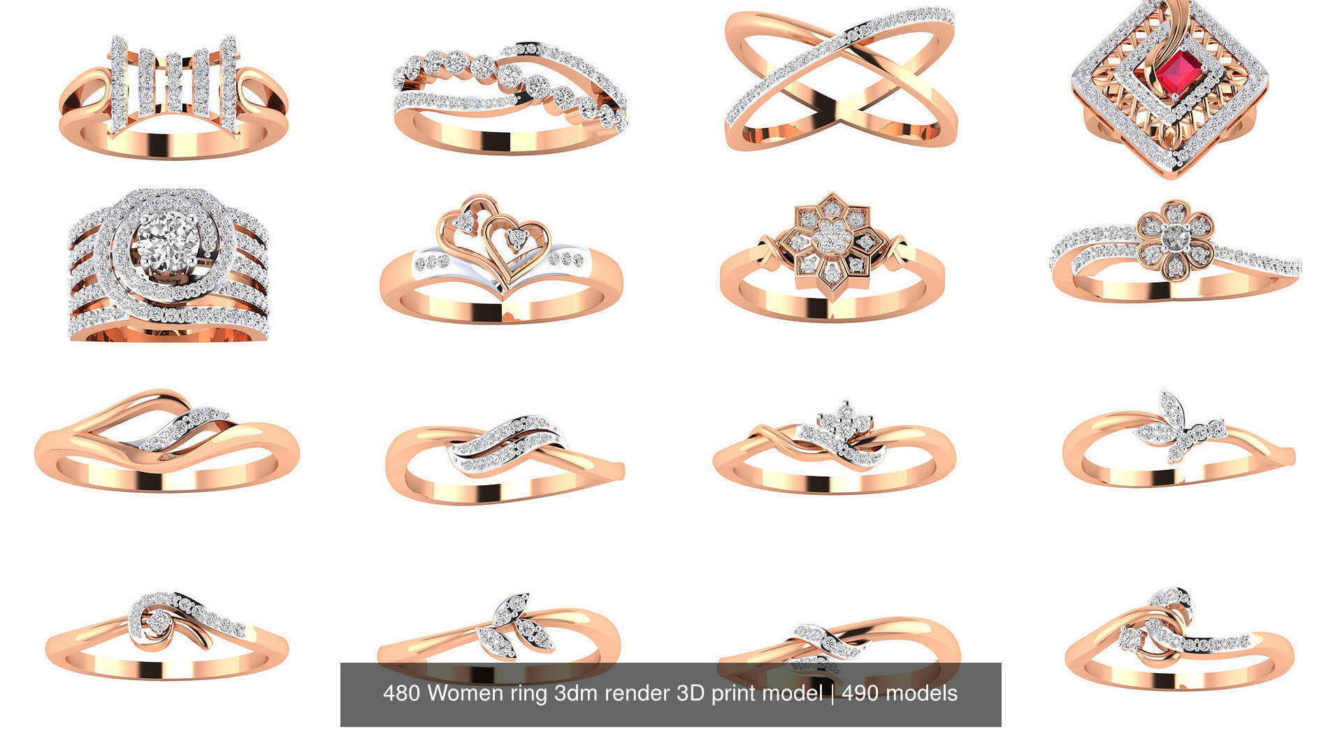 480 Women ring 3dm render 3D print model 3D Model Collection_10