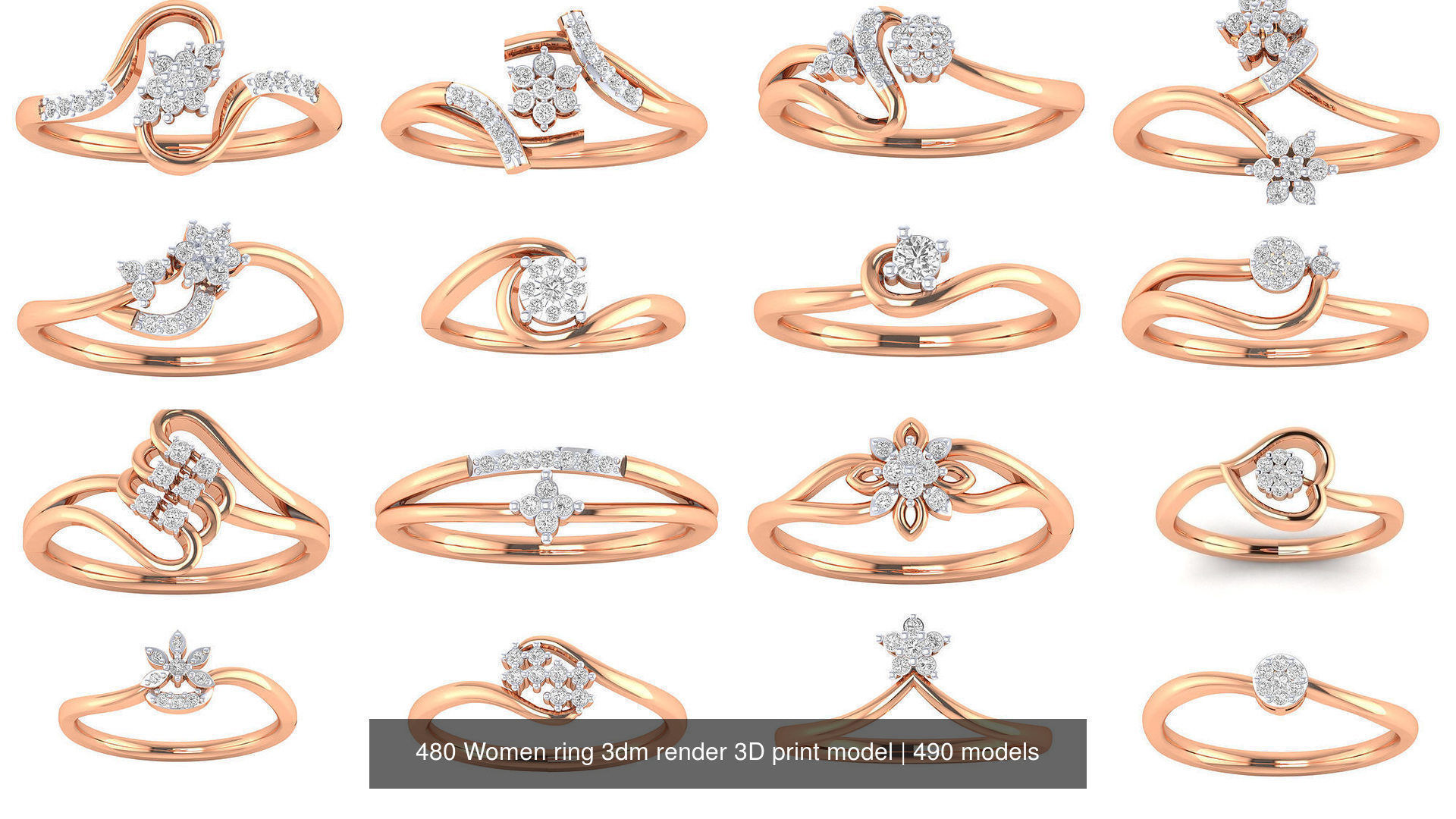 480 Women ring 3dm render 3D print model 3D Model Collection_34