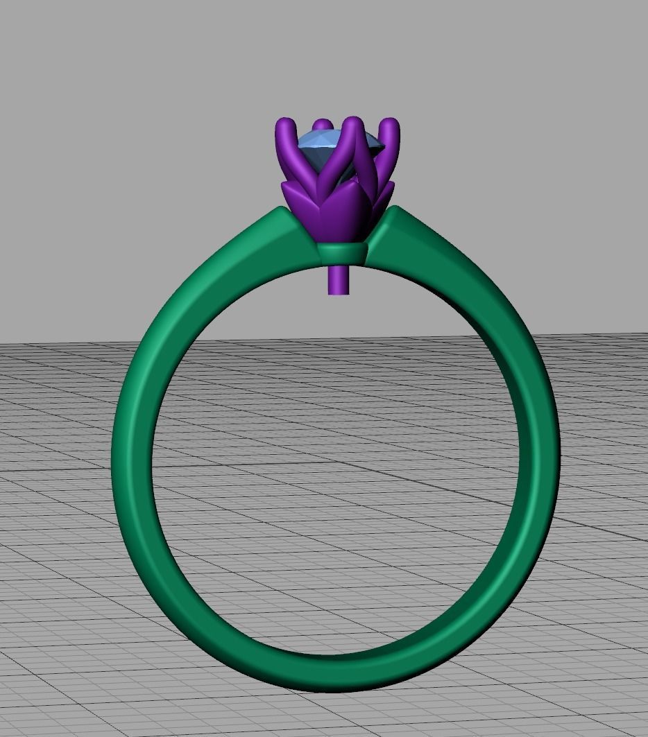 Classic Solitaire Ring Four-Prong Setting 4mm Stone 3dmodel 3D print model_12