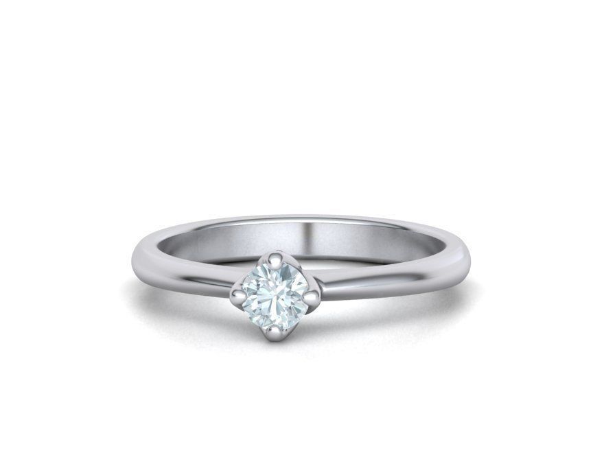 Classic Solitaire Ring Four-Prong Setting 4mm Stone 3dmodel 3D print model_5