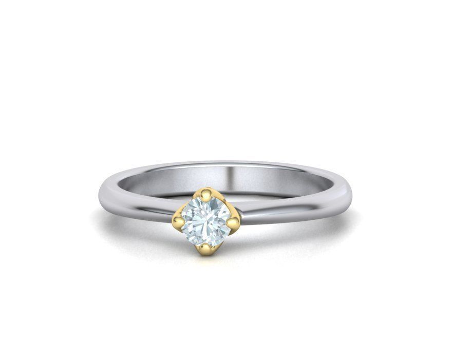 Classic Solitaire Ring Four-Prong Setting 4mm Stone 3dmodel 3D print model_7