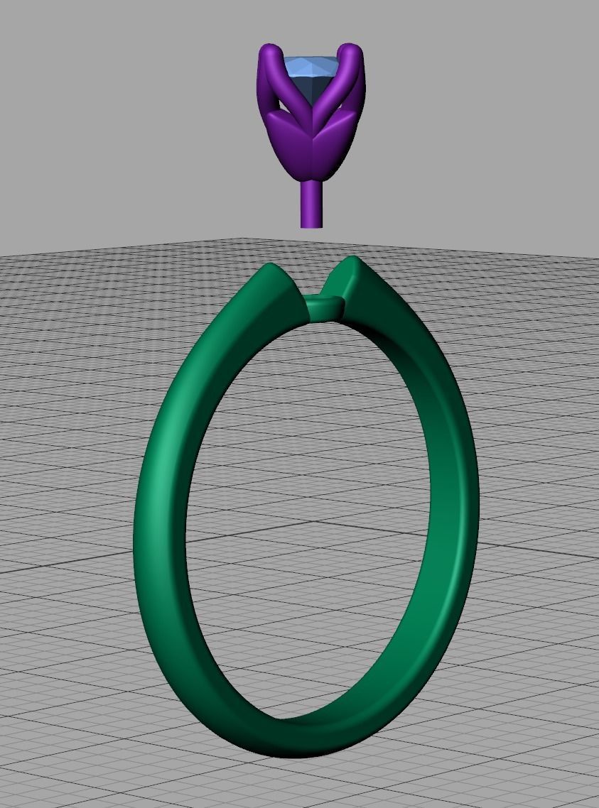 Classic Solitaire Ring Four-Prong Setting 4mm Stone 3dmodel 3D print model_11