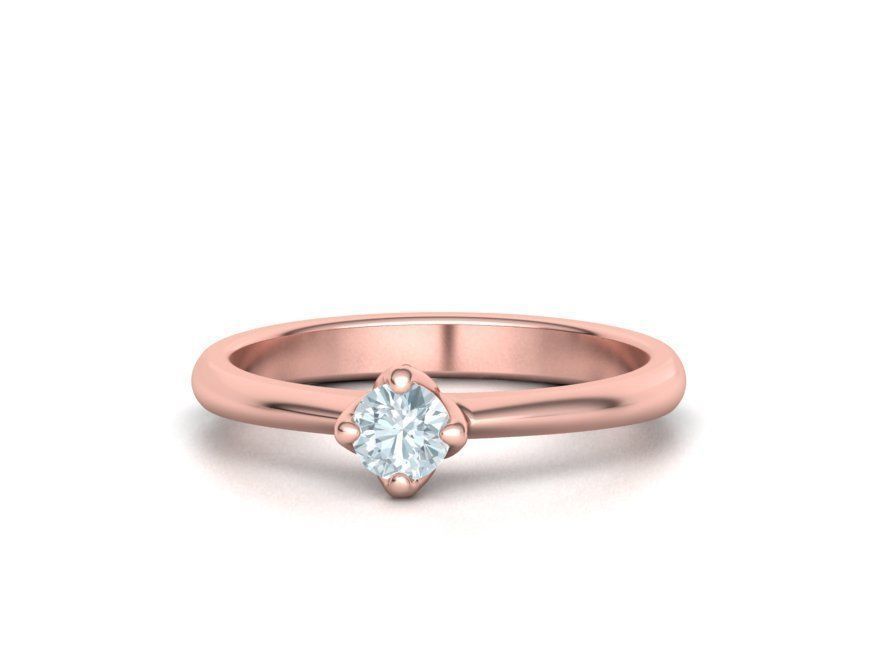 Classic Solitaire Ring Four-Prong Setting 4mm Stone 3dmodel 3D print model_6