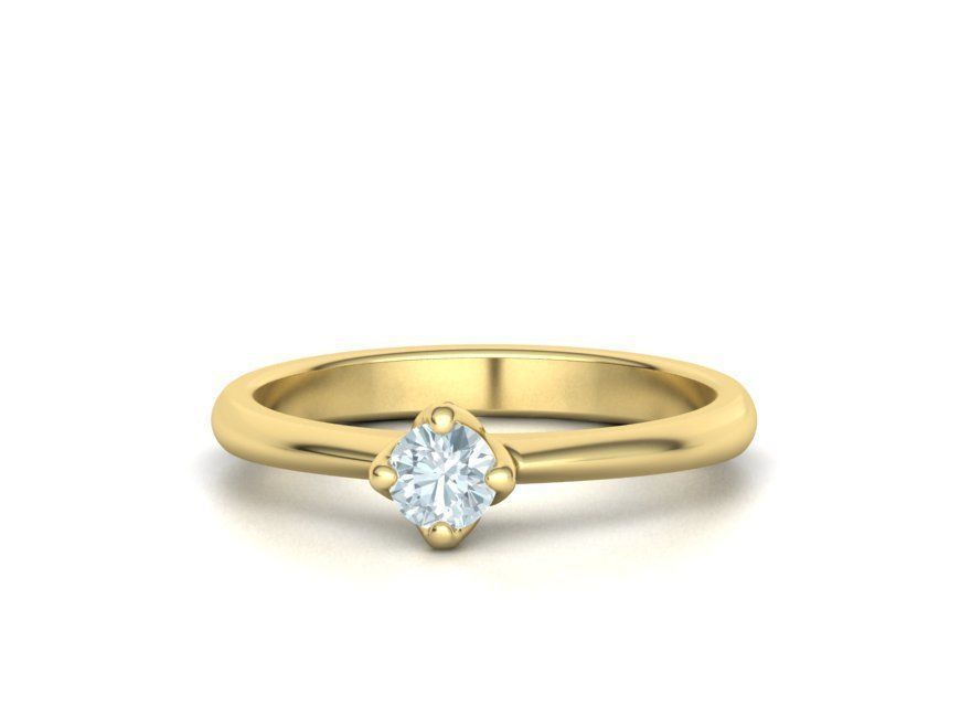 Classic Solitaire Ring Four-Prong Setting 4mm Stone 3dmodel 3D print model_8