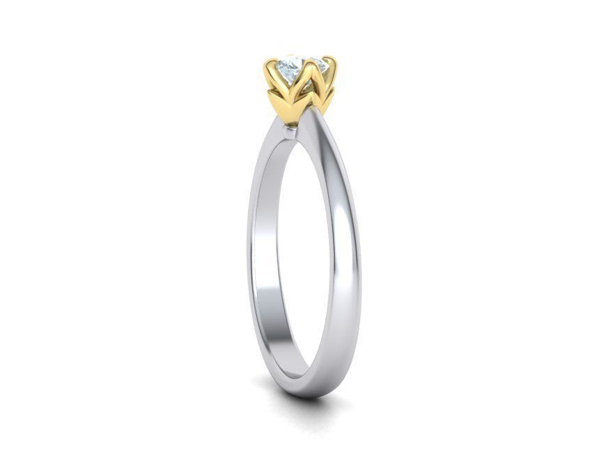 Classic Solitaire Ring Four-Prong Setting 4mm Stone 3dmodel 3D print model_18