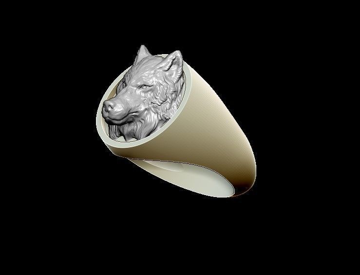 Wolf ring 3D print model_4