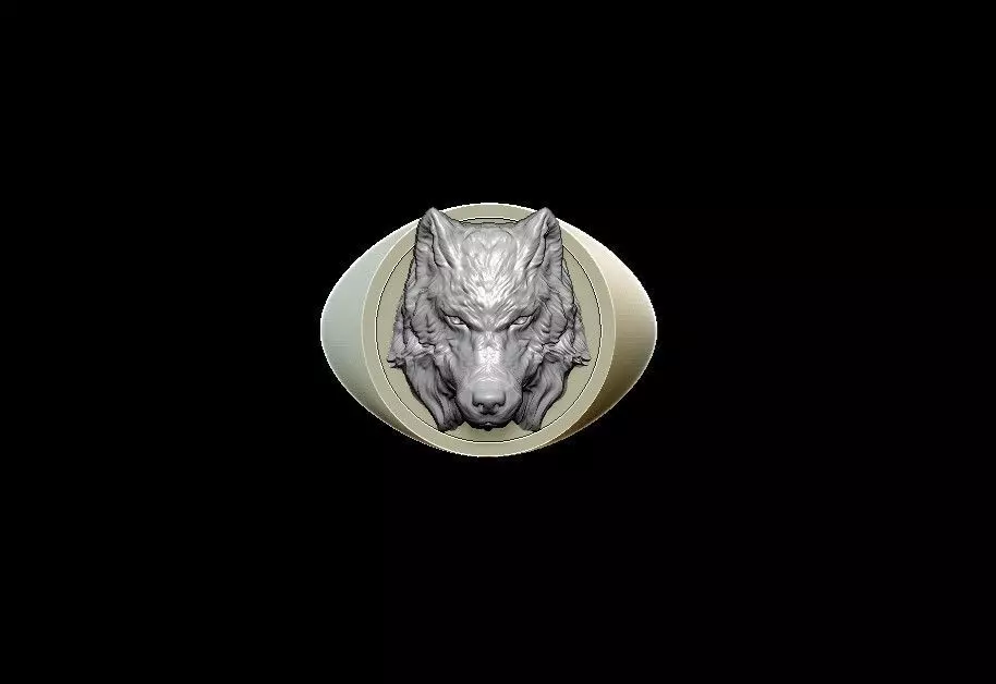 Wolf ring 3D print model_0