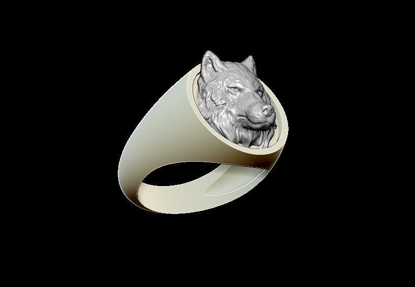 Wolf ring 3D print model_5