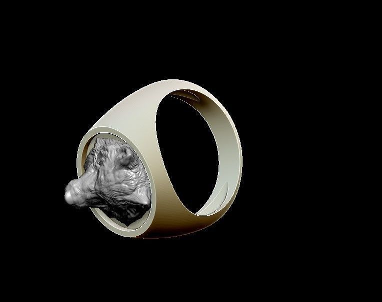 Wolf ring 3D print model_2