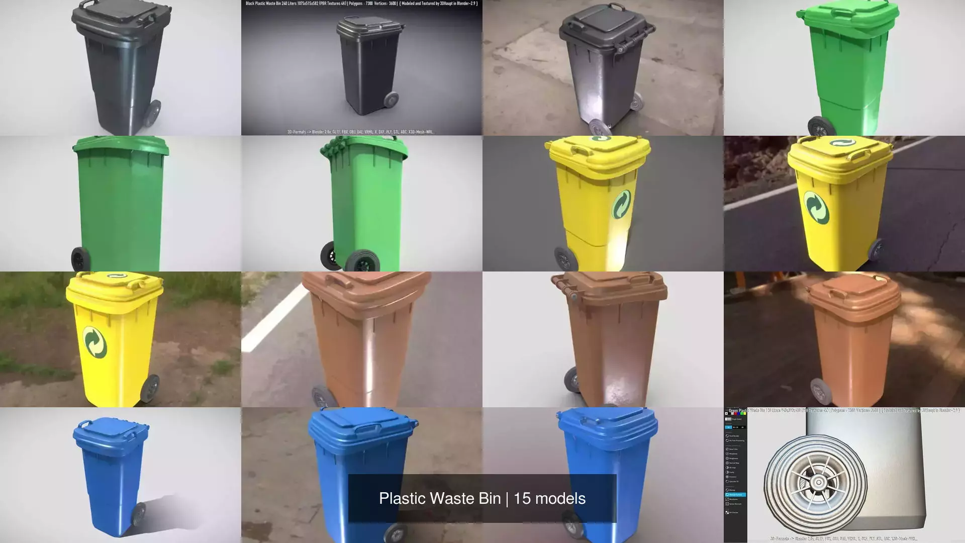 Plastic Waste Bin 3D Model Collection_16