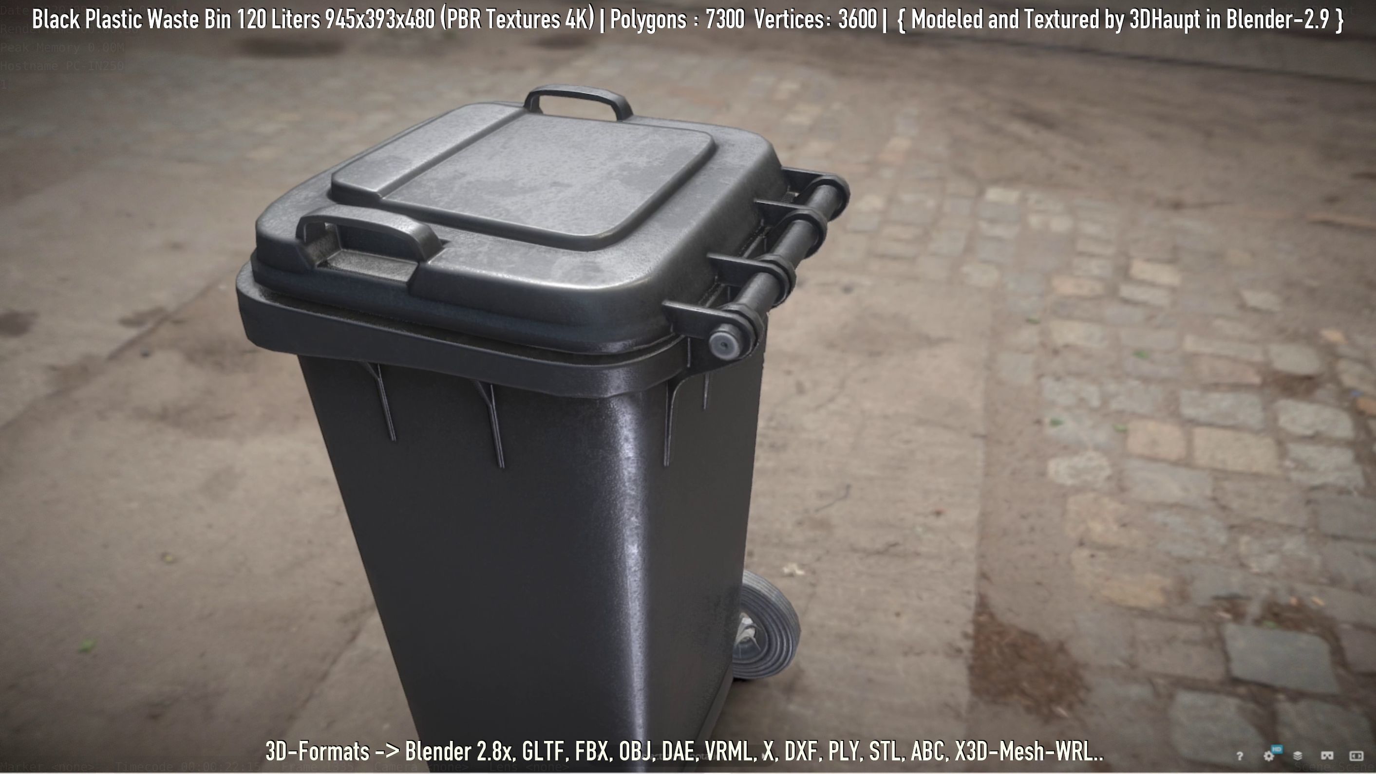 Plastic Waste Bin 3D Model Collection_90