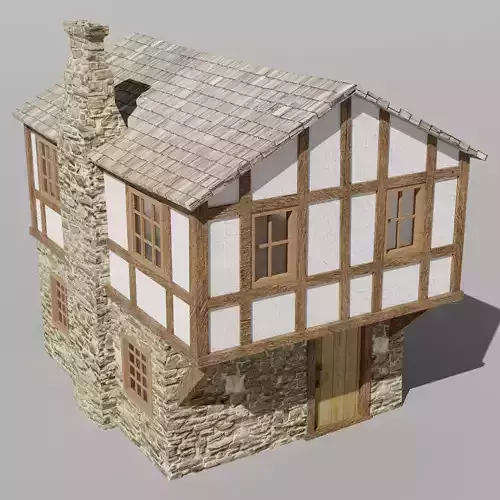 Medieval house Low-poly 3D model