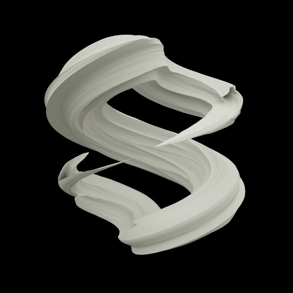 Twisted Abstract Object 3D model_7